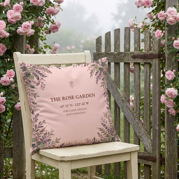The Garden Gate pillow — The Rose Garden, Portland