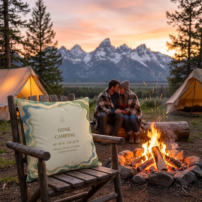 Camp & Trail coordinate pillow scene