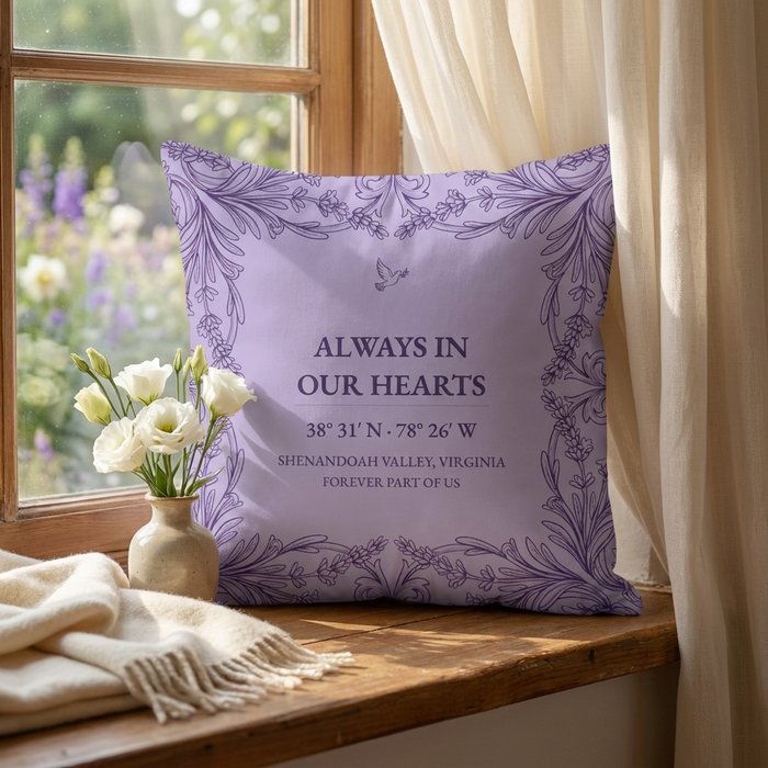 In Loving Memory coordinate pillow scene